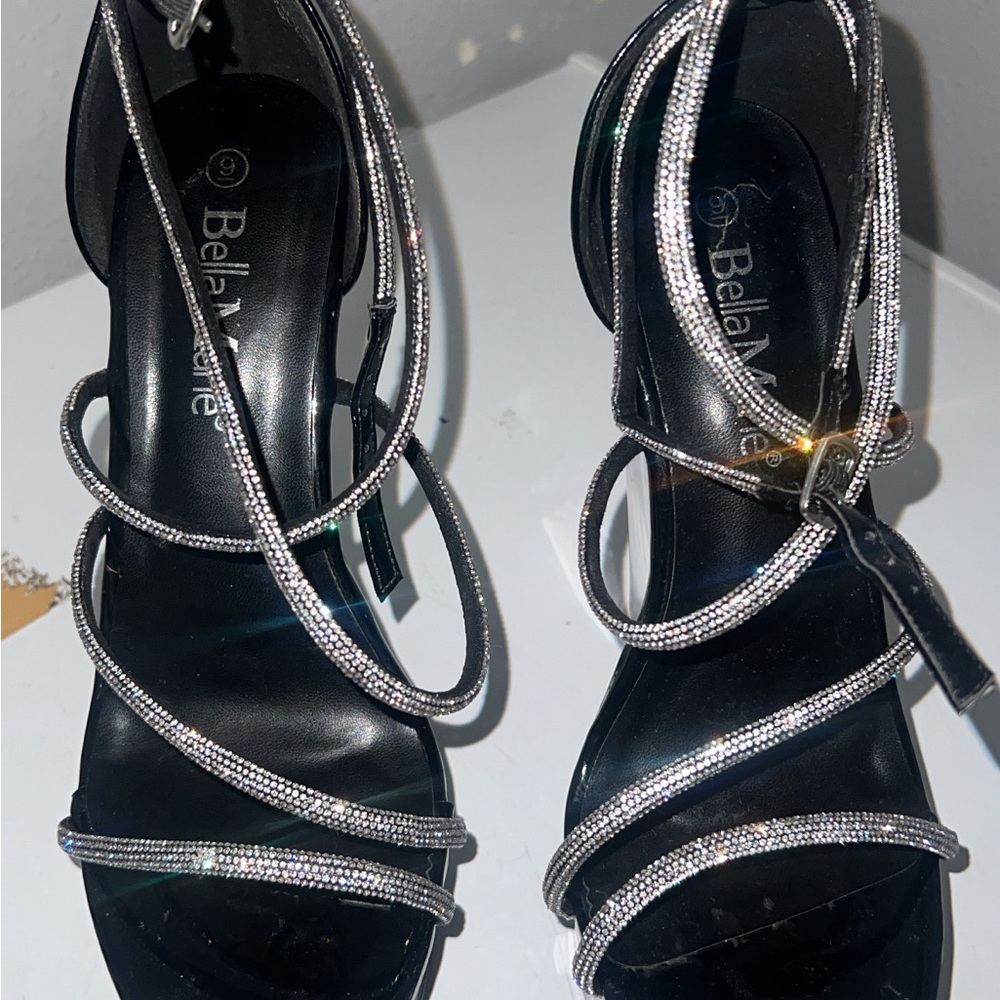 Bella Marie Black Strappy Heels